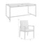 Armen Living Royal 7 Piece Black Aluminum and Teak Outdoor Dining Set with Dark Gray Fabric 840254332843 - alternate 5